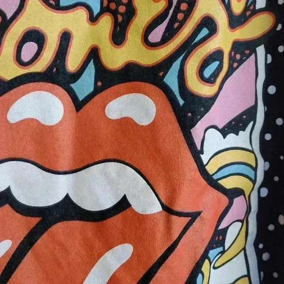 THE ROLLING STONES T-SHIRT Black Yellow Red Tongue Big Logo Retro Medium - Picture 6 of 9